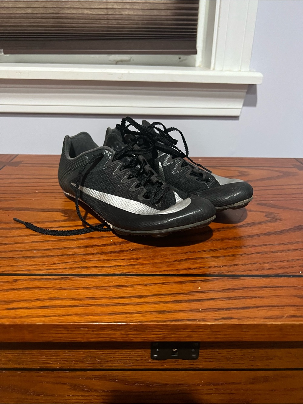 Nike Men's size 3.5 Black and Silver Sprint Track and field Spikes